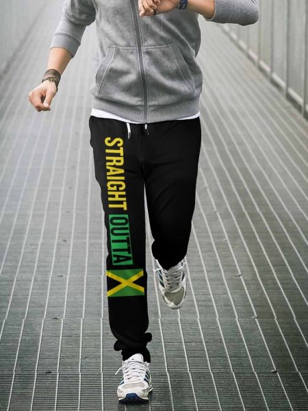 Sporty Sweat Pants Straight Outta Jamaica Outfit