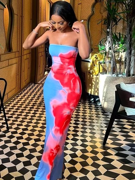 Tube Maxi Dress Women Strapless Print Off Shoulder Backless