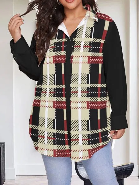 Versatile Plaid Shirt for Women With Long Sleeve(Plus Size)