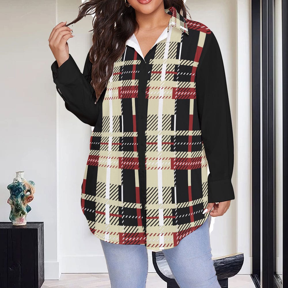 Versatile Plaid Shirt for Women With Long Sleeve(Plus Size)