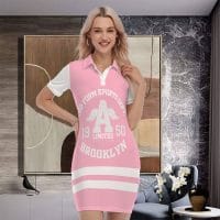 Trendy Women Mini Dress Polo Collar for the Modern Woman