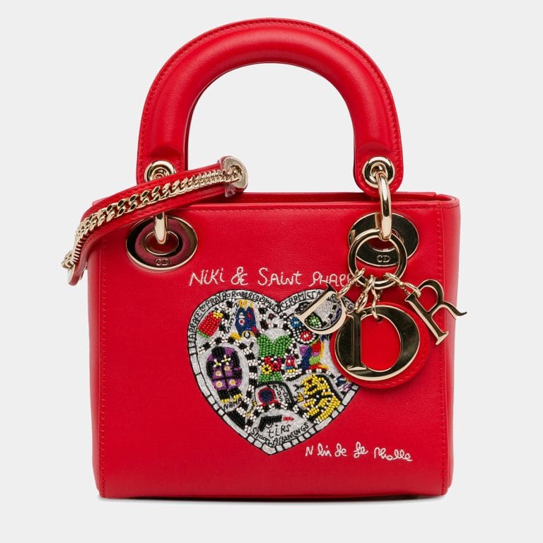 Dior Red Limited Edition Niki de Saint Phalle Embroidered Leather Medium Lady Dior Bag