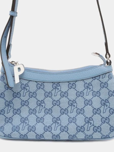 Gucci PALACE Blue Canvas GG-P Canvas Half Moon Mini Shoulder Bag