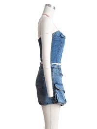 Denim Stretch Fashion Set Streetwear Shorts and Tube Tops