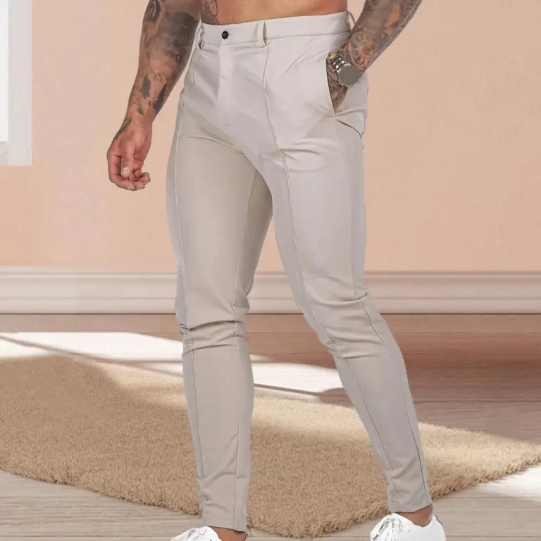 kf-S23f1b067c00840febbaec1f098c2330ct-Adjustable-Waist-Pants-Breathable-Slim-Fit-Business-Trousers-with-Ankle-Length-Slant-Pockets-for-Men-Solid