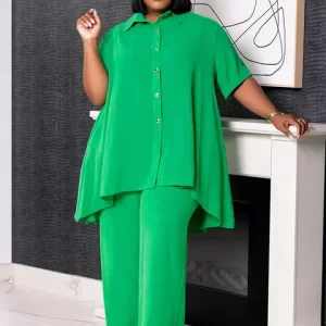 Trendy Shirt & Pants Set Versatile Modern Cozy Women Plus Size