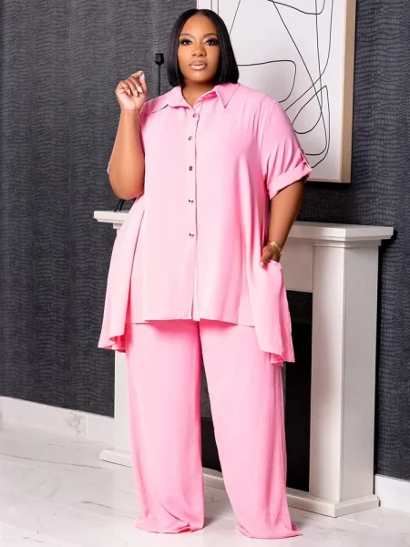 Trendy Shirt & Pants Set Versatile Modern Cozy Women Plus Size