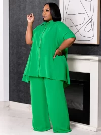 Trendy Shirt & Pants Set Versatile Modern Cozy Women Plus Size