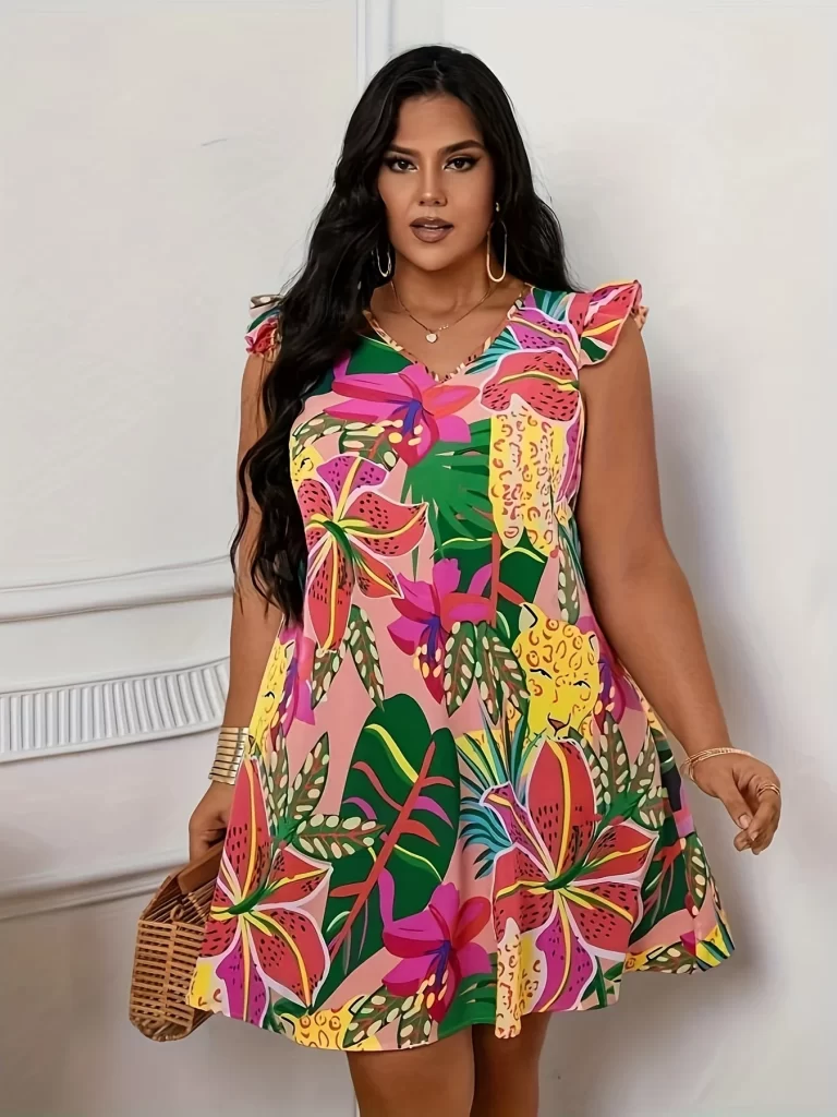 kf-Sc5e7f53ac87343779fd56879e5194548Q-Plus-Size-Summer-Vacation-Dress-for-Women-Casual-Floral-Print-V-Neck-Curve-Clothing-Butterfly-Sleeve