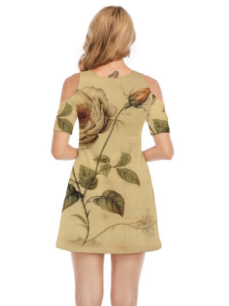 - Women's Cold Shoulder Dress Blossom Trendy Timeless and Stunning