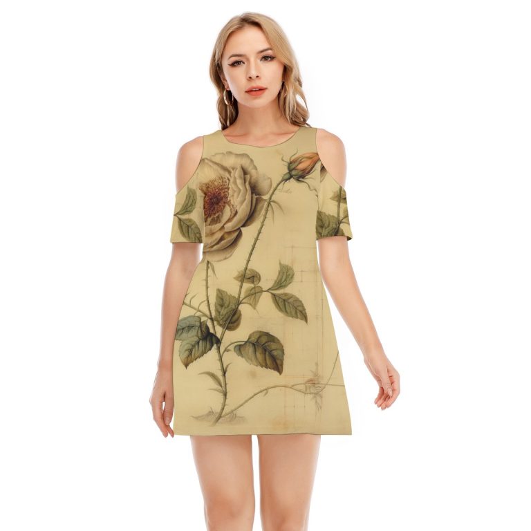 - Women's Cold Shoulder Dress Blossom Trendy Timeless and Stunning