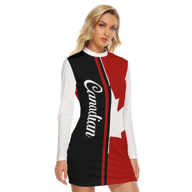 Bold Bodycon Women's Mini Dress Canadian Ultra Flattering Fit Zip Front Tight Fit