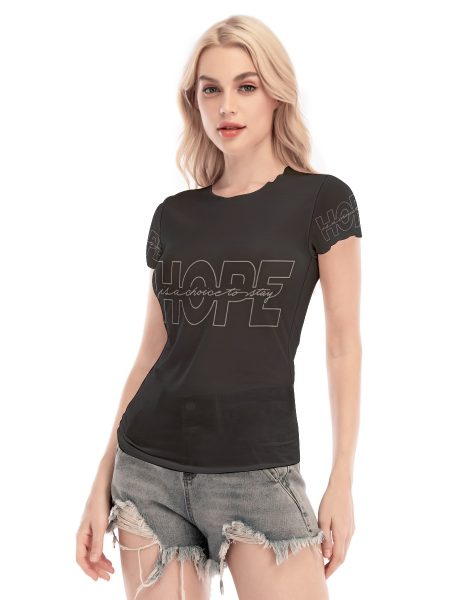 Mesh Women Blouse Short Sleeve Captures Breezy Beauty in Motion - Black, XS