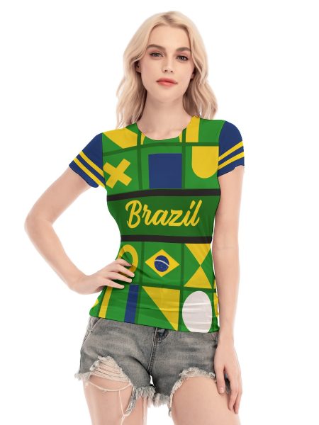 Women Mesh Blouse That Blends Breathable with Effortless Elegance - Brazil Colors, XS
