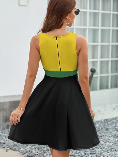 Jamaica-Inspired Mini Dress Tropical Grace Summer Dress Sleeveless High Waist