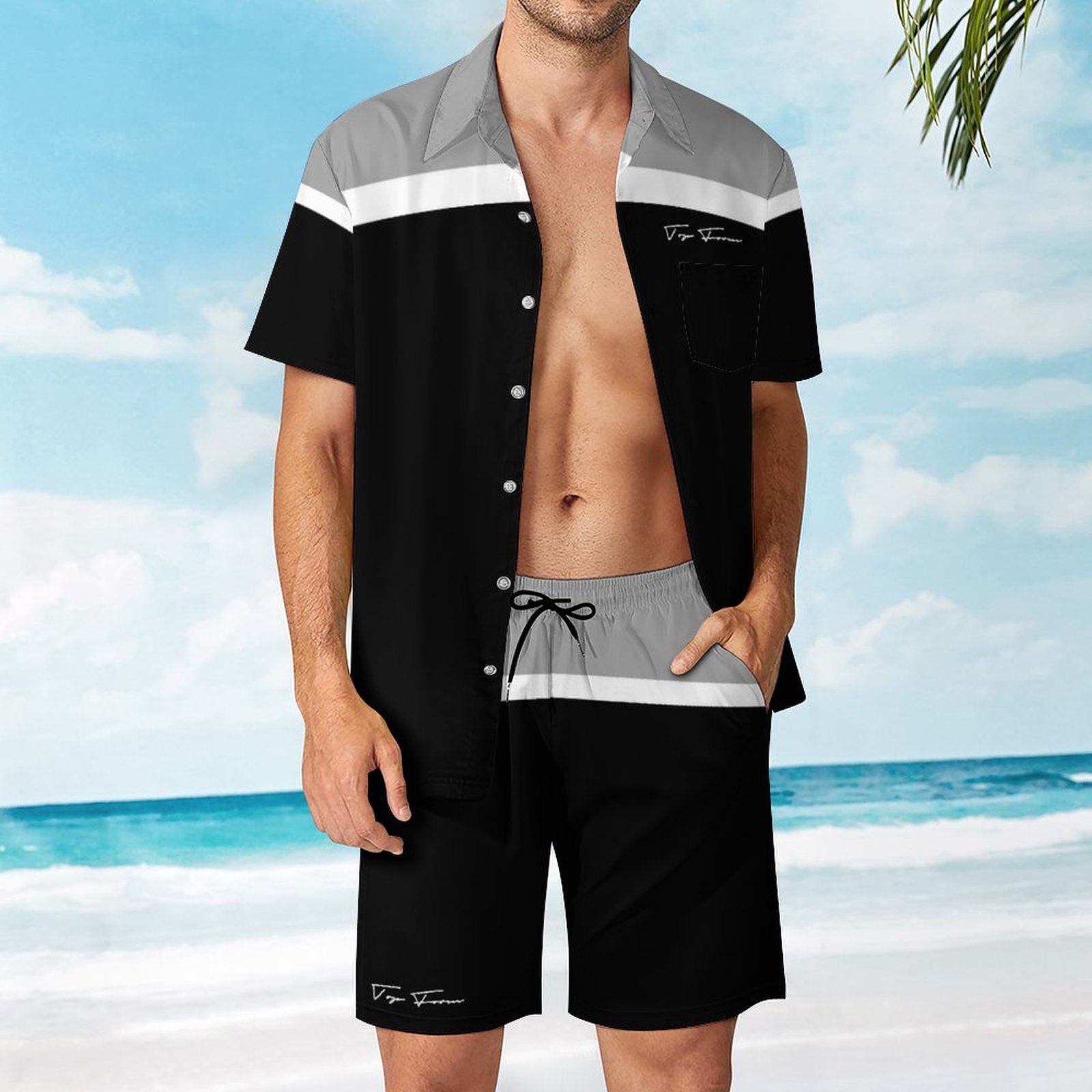 2-Pieces Set Men Tropical Vibe Suit Coastal Cool Collection for Men's
