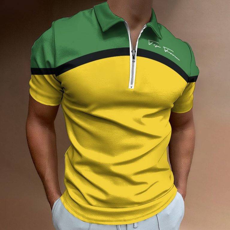 Men's Polo Shirt with Edge Short Sleeve with Zipper Mastery