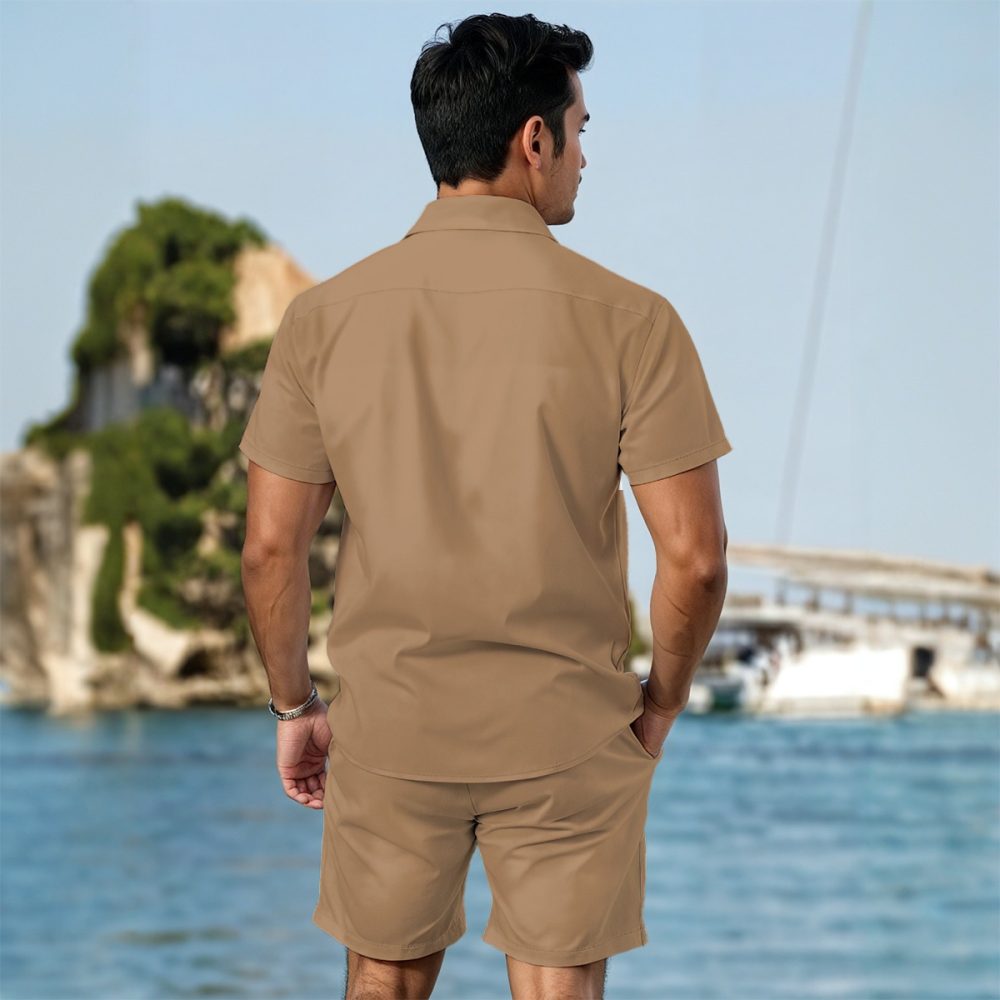 Men Minimalist Summer Set Combo Summer Shirt & Shorts Outfit