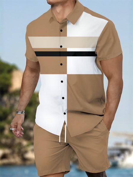 Men Minimalist Summer Set Combo Summer Shirt & Shorts Outfit