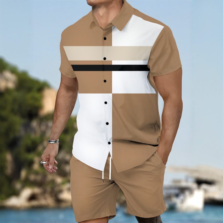 Men Minimalist Summer Set Combo Summer Shirt & Shorts Outfit