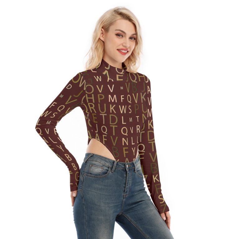 Sleek One-Piece Bodysuit Glam Women Turtleneck Jumpsuits Long Sleeve