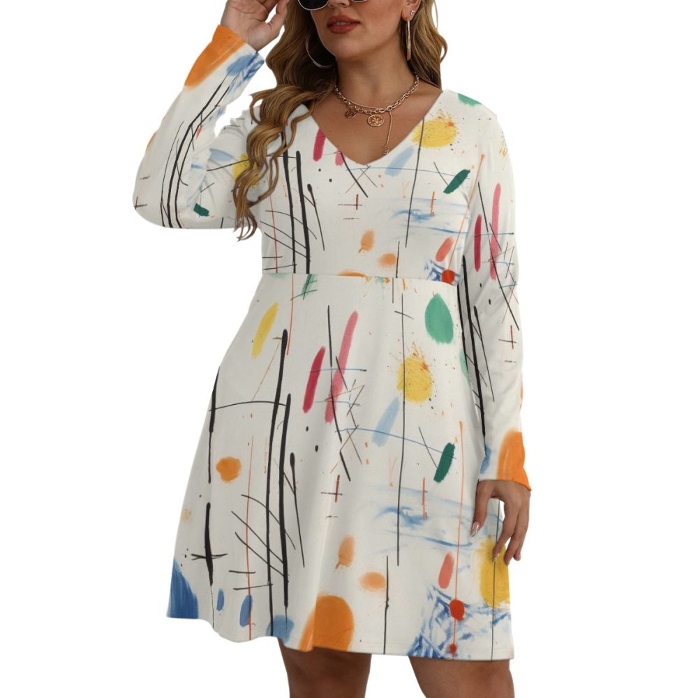 Breezy Summer Mini Dress Elegance with a Flattering Plus Size A-Line Silhouette Women V-neck