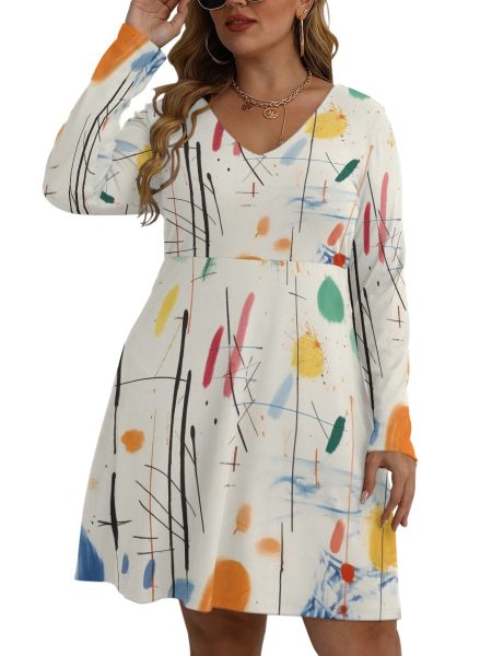 Breezy Summer Mini Dress Elegance with a Flattering Plus Size A-Line Silhouette Women V-neck
