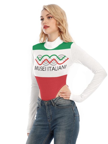 Italian Skin-Tight & Stunning Bodysuit Women's Jumpsuits Long Sleeve Turtleneck