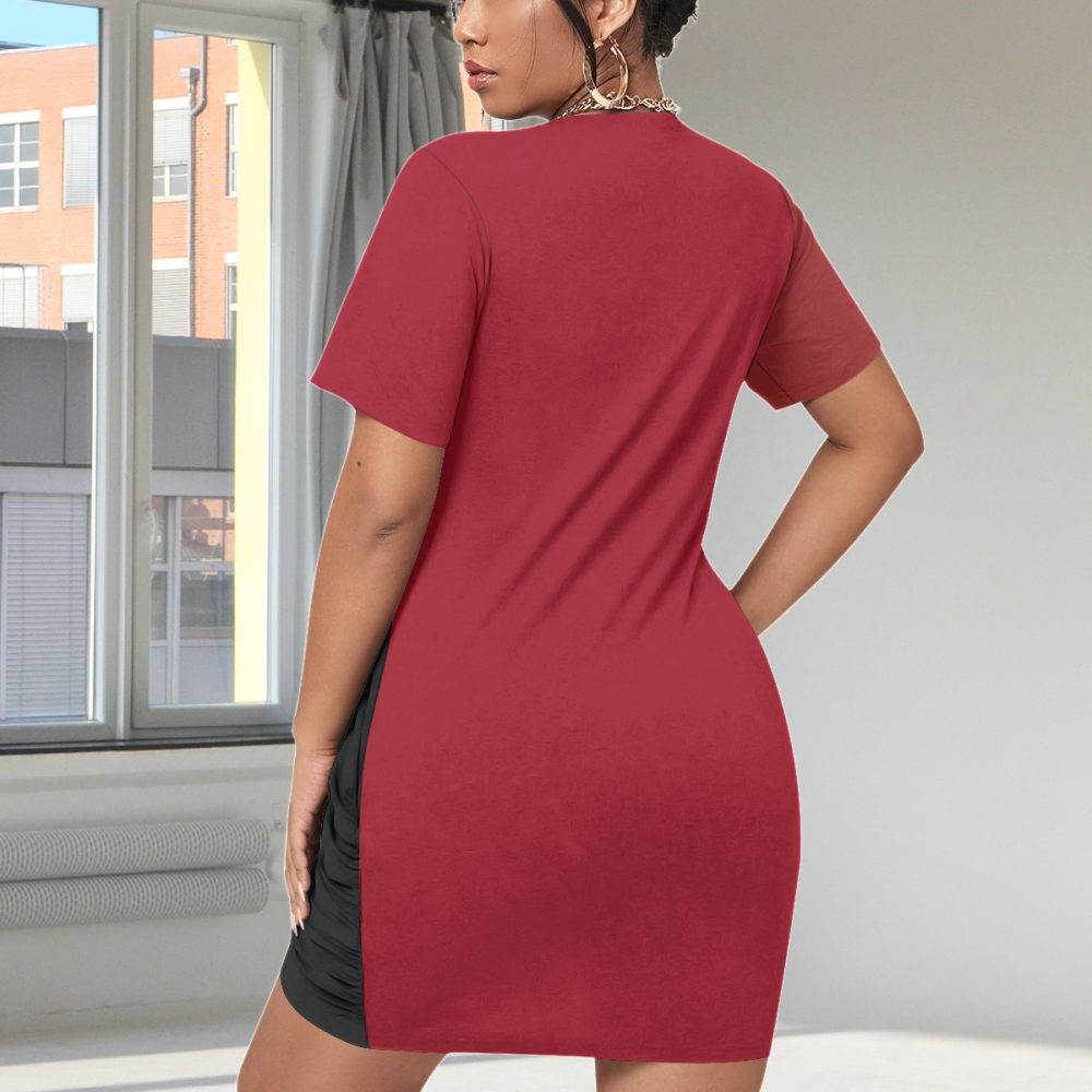 The Plus Mini Black & Red Dress Captivating Women Stacked Hem with Short Sleeve