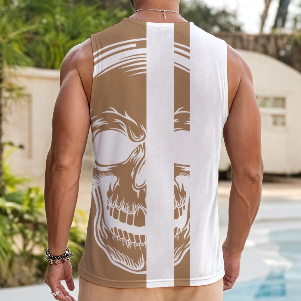 Grind Mode Tank Top Men Skull With Drawstring Muscle Fit