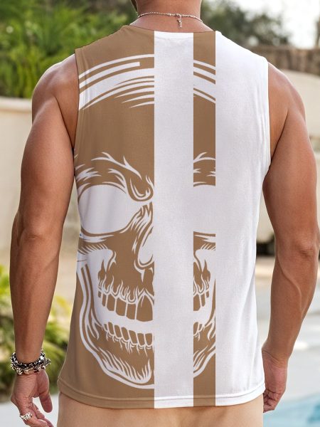 Grind Mode Tank Top Men Skull With Drawstring Muscle Fit