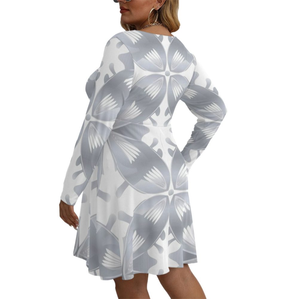 Playful Petal-Print Mini Dress Plus Size for Curvy Women