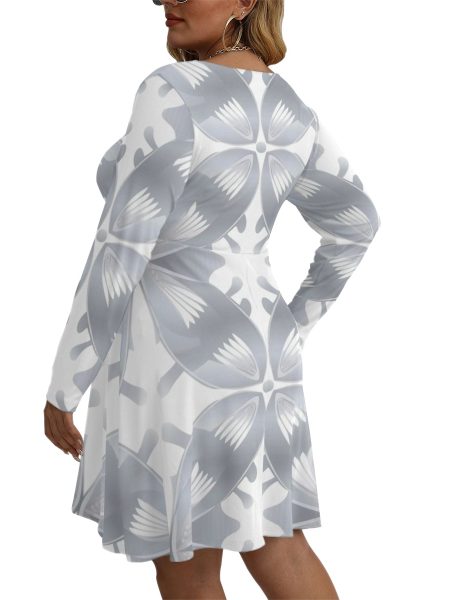 Playful Petal-Print Mini Dress Plus Size for Curvy Women