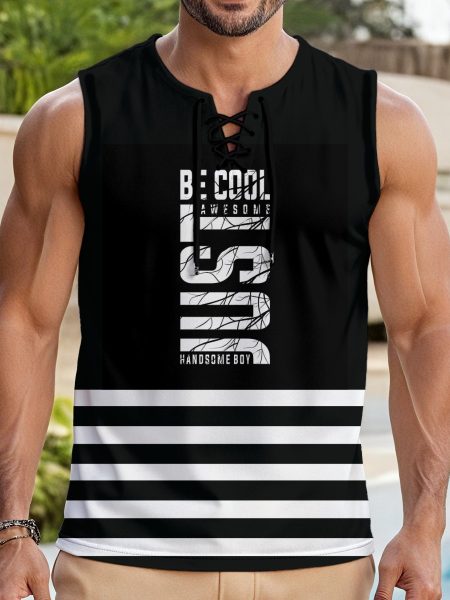 Raw Cut Muscle Tank Top Men Drawstring With Neutral Flow