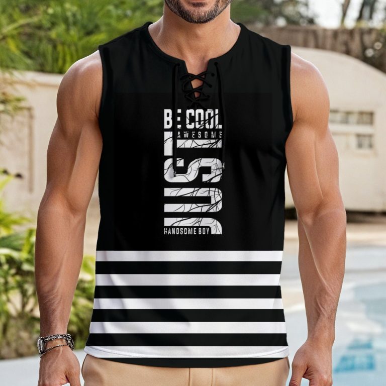 Raw Cut Muscle Tank Top Men Drawstring With Neutral Flow