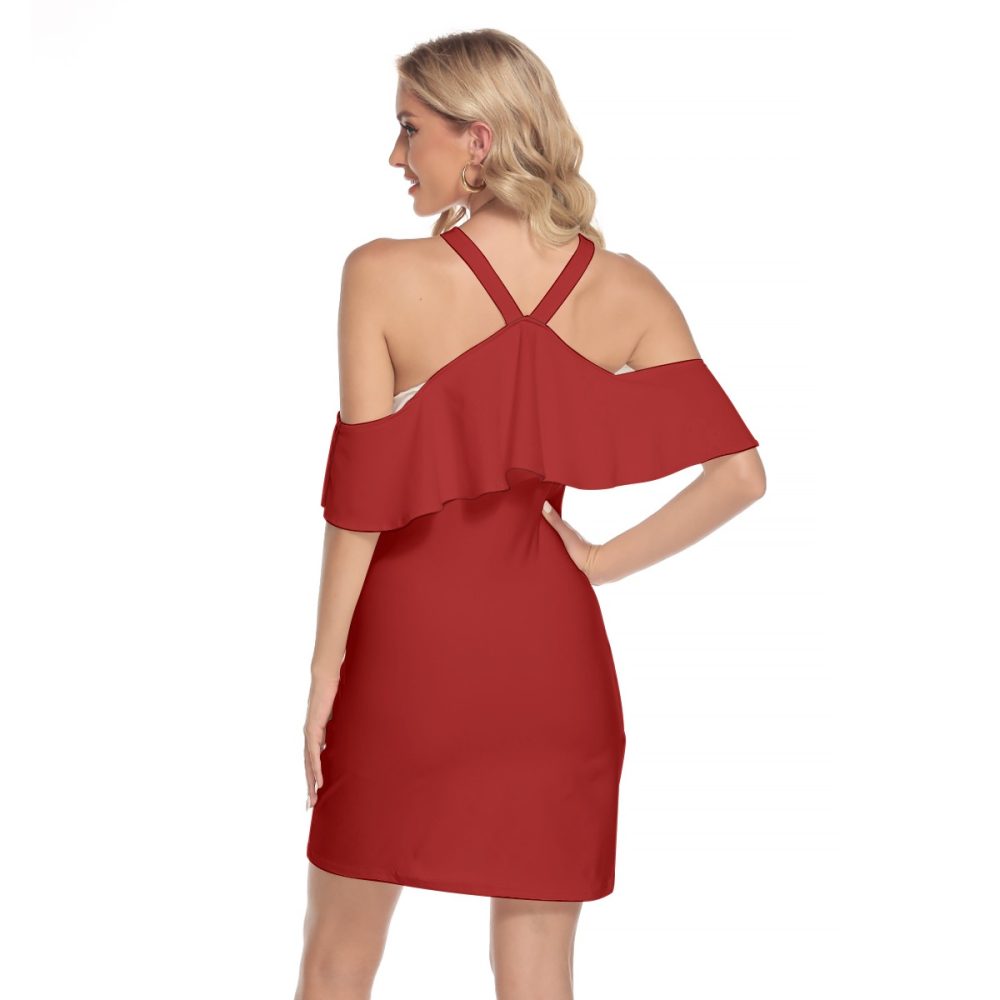 Cami Mini Dress Cami with Ruffle That Flaunts Cold Shoulders & Feminine Women