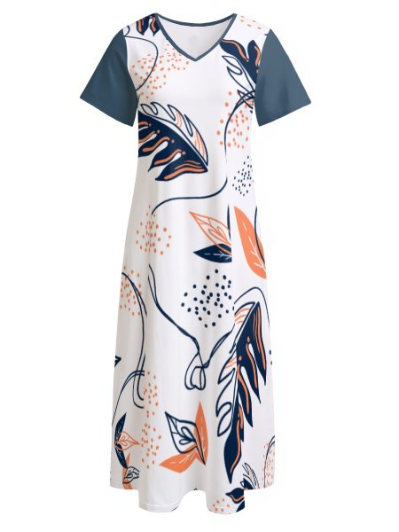 Vibe Split Statement Maxi Dress Women Summer Side Slit V-neck