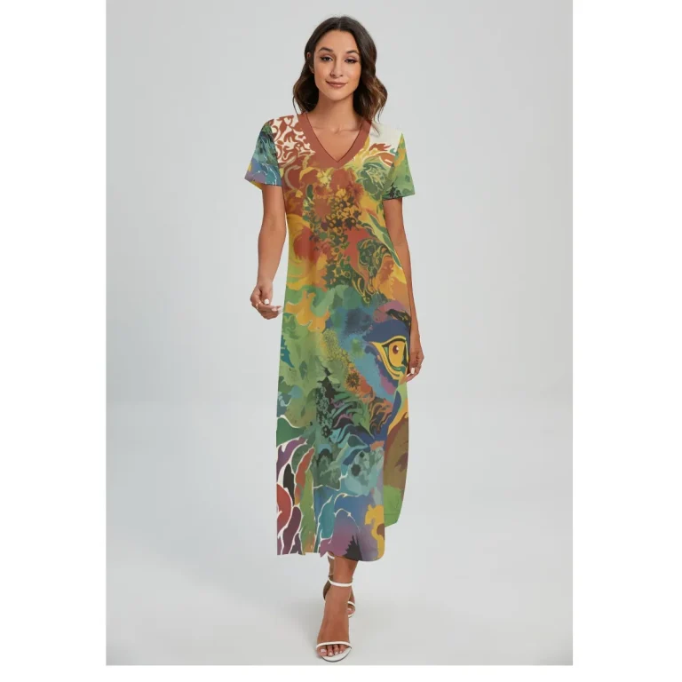 Serenity Curve V-Neck Maxi Dress- 4