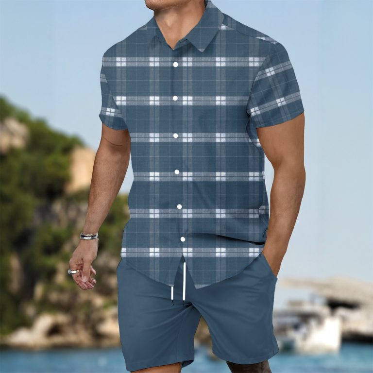 Business Short Sleeve Shirt & Matching Shorts Charming Summer Essentials Men Shirt Set