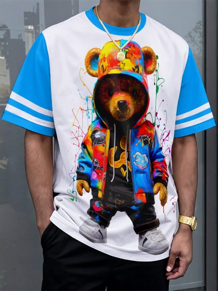 Graphic Bear Men T-shirt Print Top Form Drop Tee Drop-shoulder