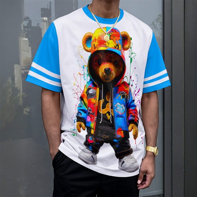 Graphic Bear Men T-shirt Print Top Form Drop Tee Drop-shoulder