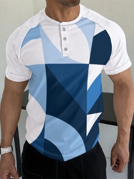 Modern Raglan T-Shirt Henley Tee for Men Captivating Casual Business Comfortable & Versatile Sleeve