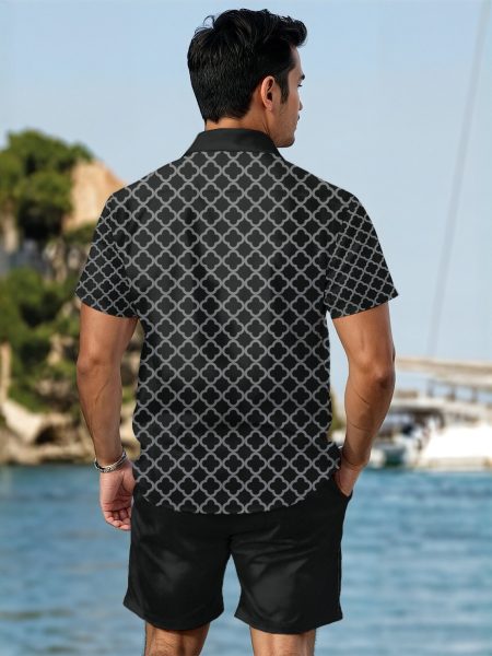 Button Down Shirt & Shorts Business Summer Shirt Set Smart Casual Style