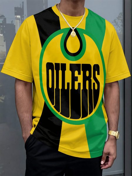 Loose T-Shirt Cut Jamaica Colours Drop Alluring Men Drop-shoulder