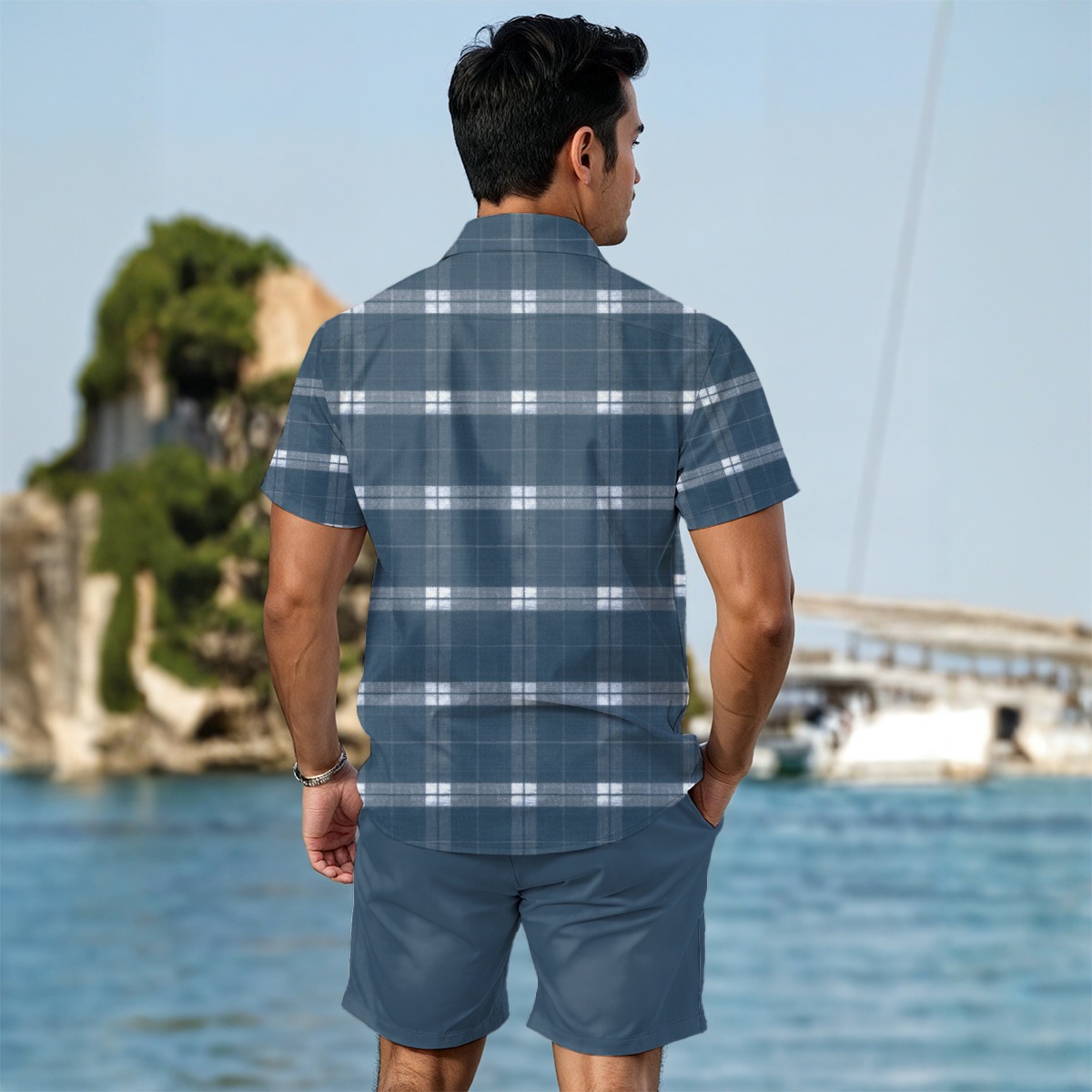 Business Short Sleeve Shirt & Matching Shorts Charming Summer Essentials Men Shirt Set