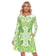 Green Iconic Mini Dress Women Summer Crew Neck Dress