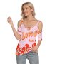 Love Smile Women T-Shirt Cold Shoulder Criss Cross Strips