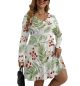 Sunshine-Ready Smocked Mini Dress for Plus Size Women V-neck Long Sleeve