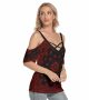 Summer Cold Shoulder T-Shirt With Women Criss Cross Strips