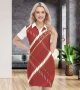 Red & White Mini Dress Women Bodycon Polo Collar